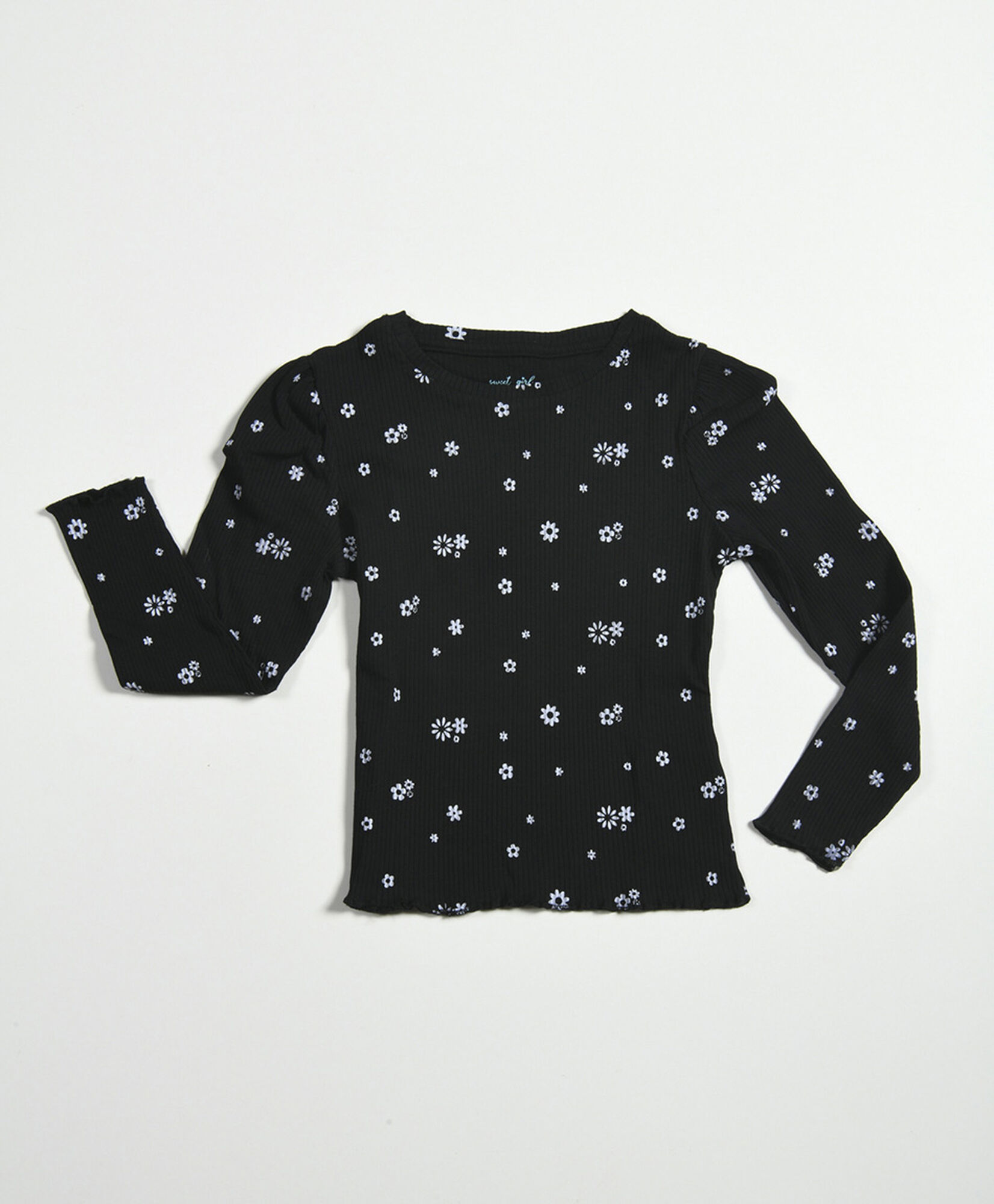 Polera niña florcitas acanalada Polera niña florcitas acanalada
