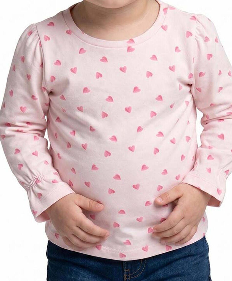 Polera beb&eacute; manga larga corazones