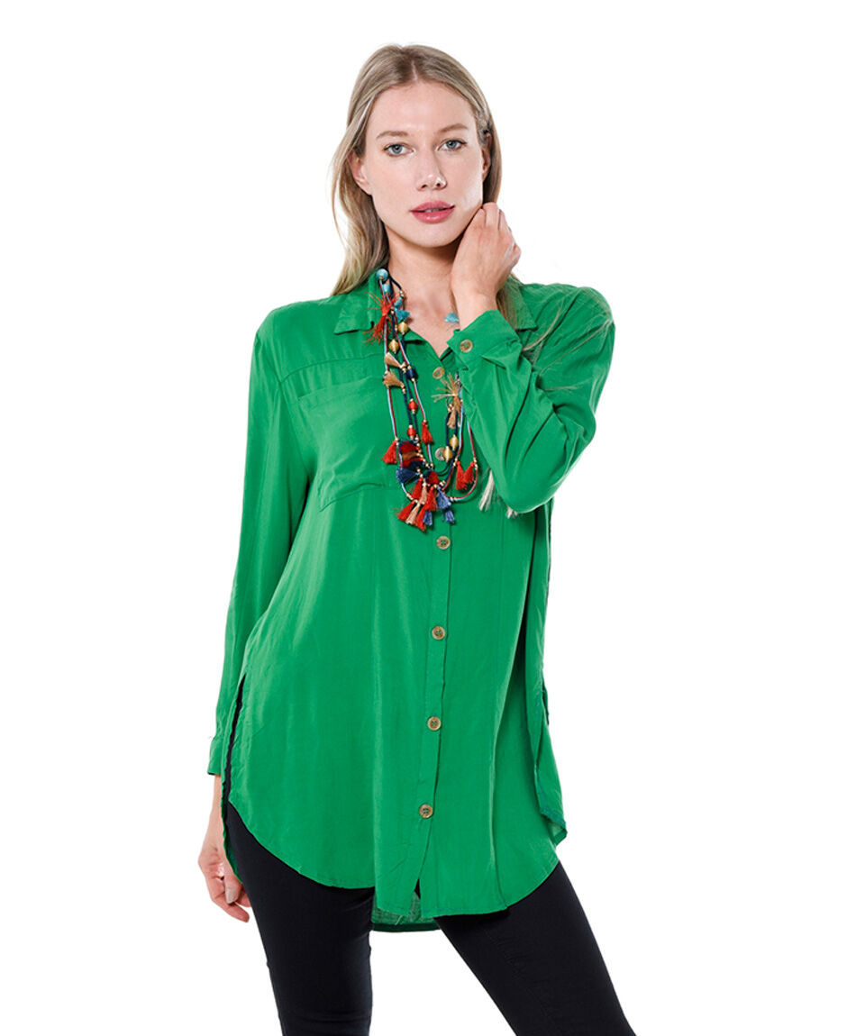 Blusa camisera bolsillos