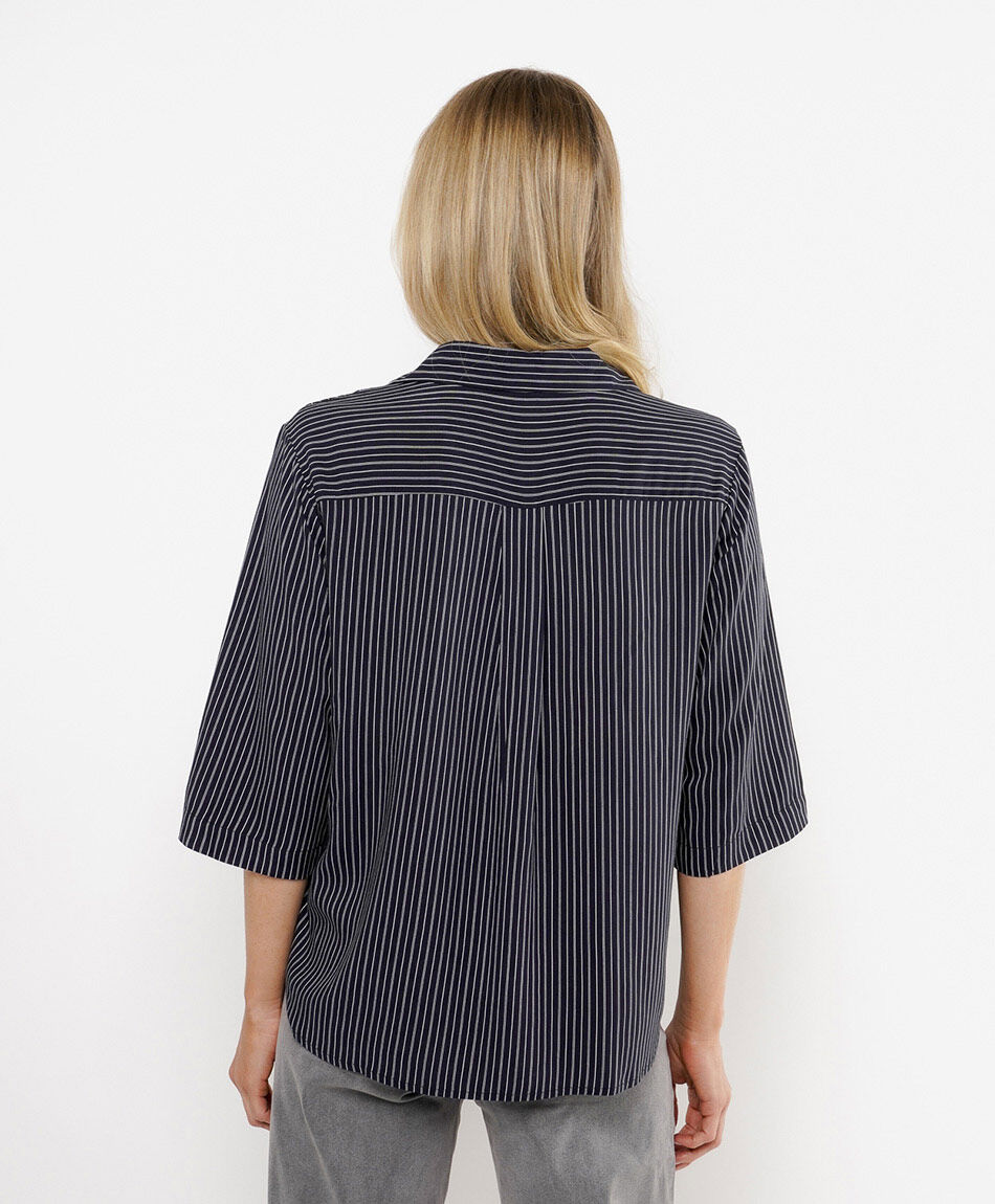 Blusa mujer listada cuello v
