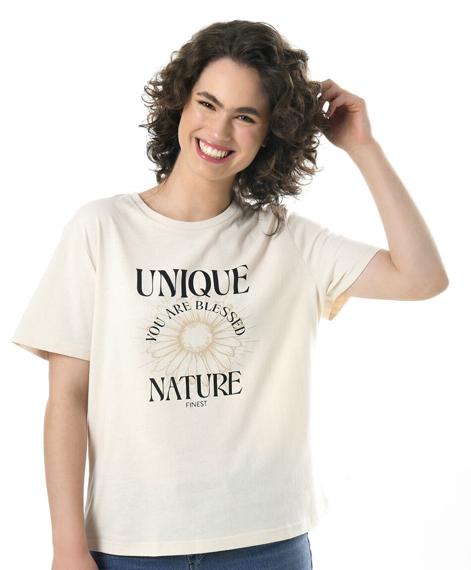 Polera mujer girasol texto