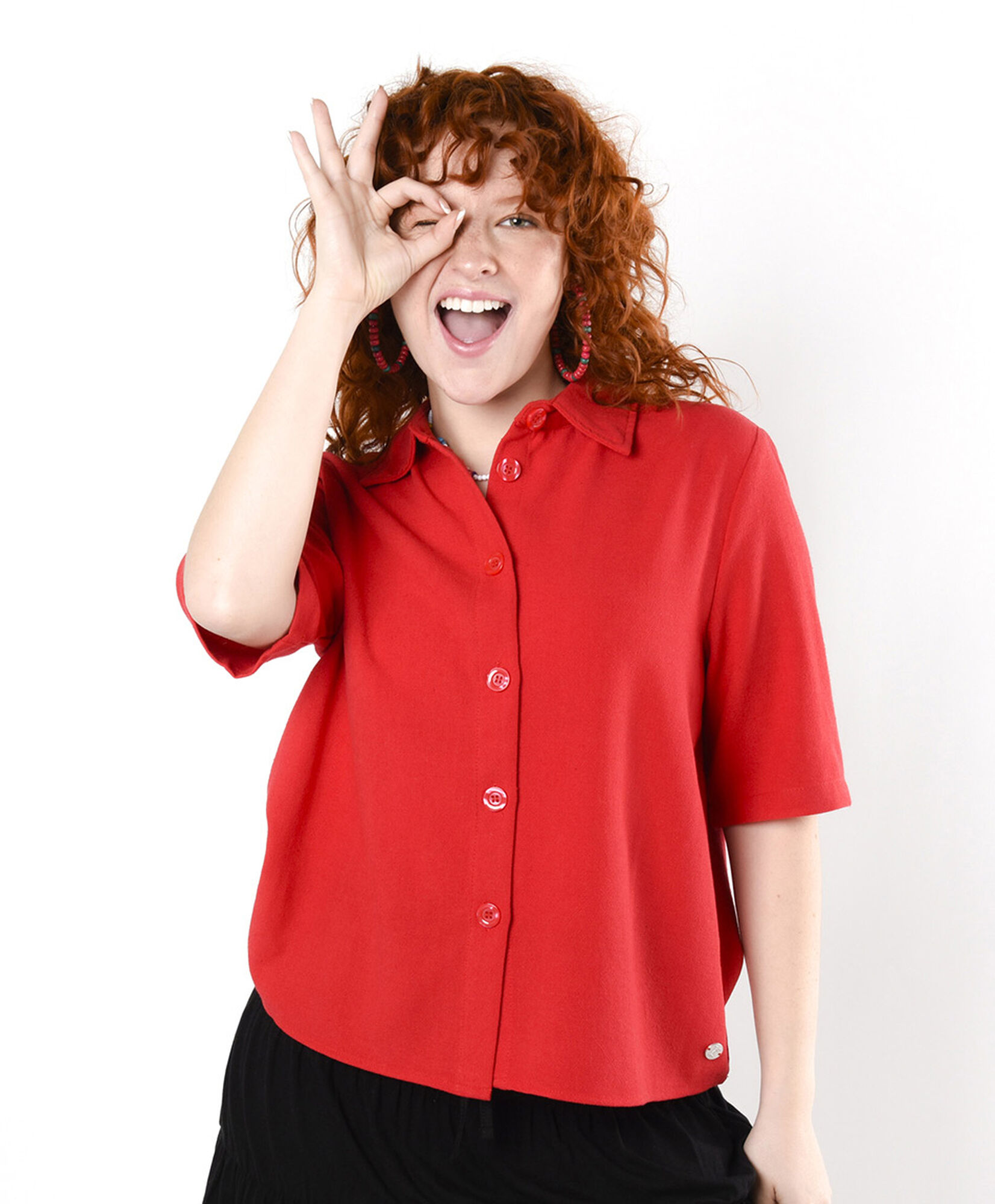 Blusa mujer roja botones Blusa mujer roja botones