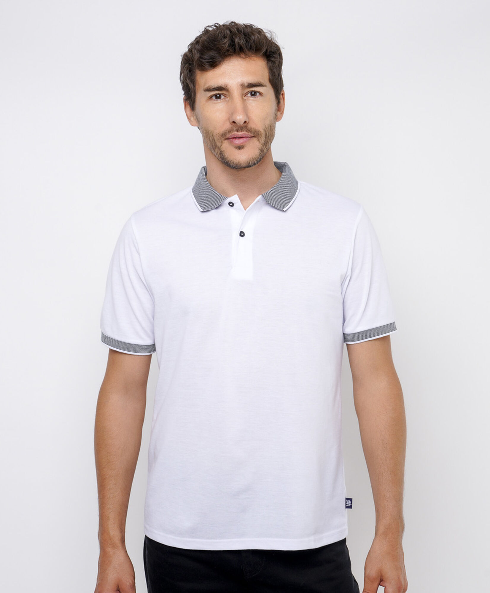Polera hombre piqué línea gris Polera hombre piqué línea gris