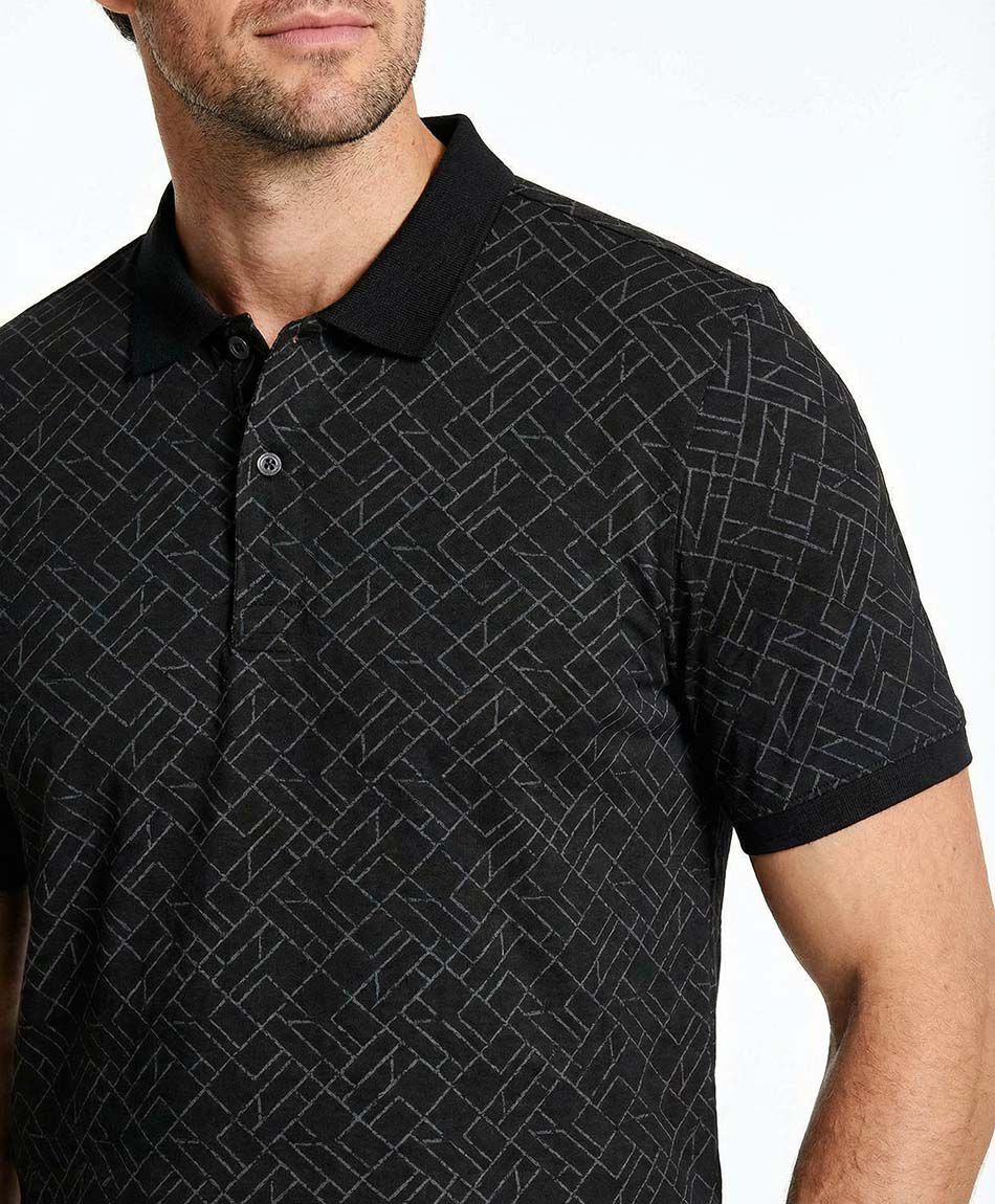 Polera hombre cuello polo negro noche