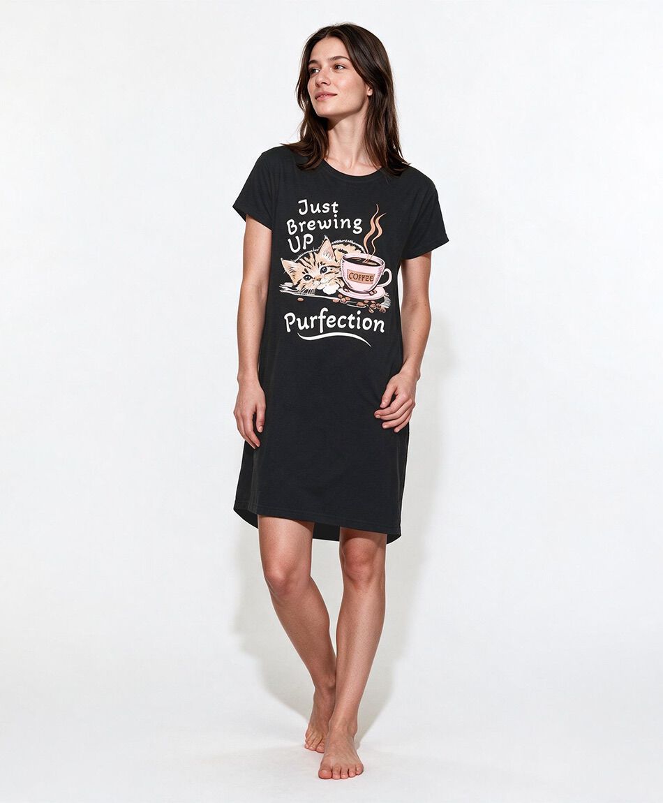 Camisa de dormir mujer coffee cat