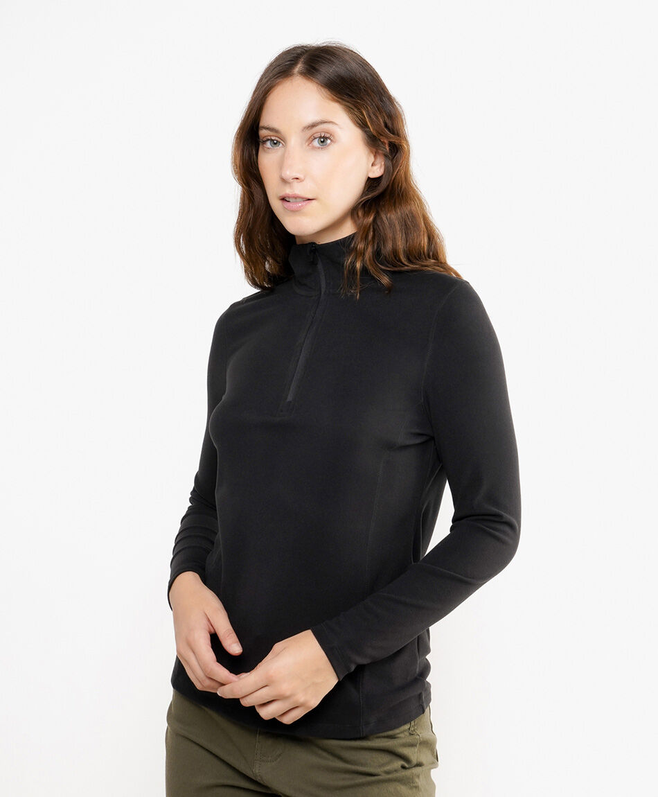 Polera mujer micro zipper negro