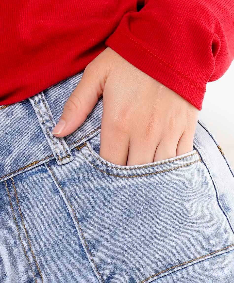 Jeans mujer wide leg basta doblada