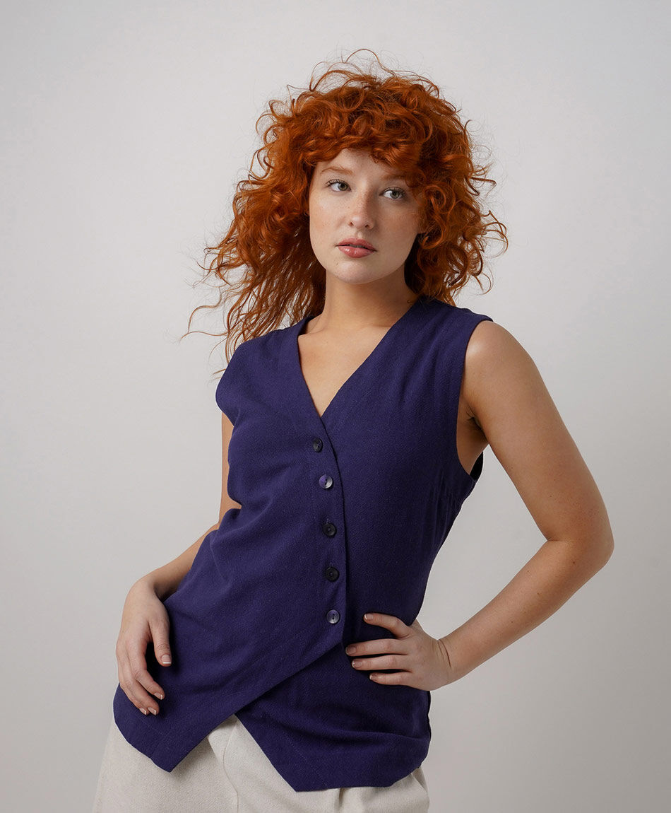 Vest mujer lino cruzado