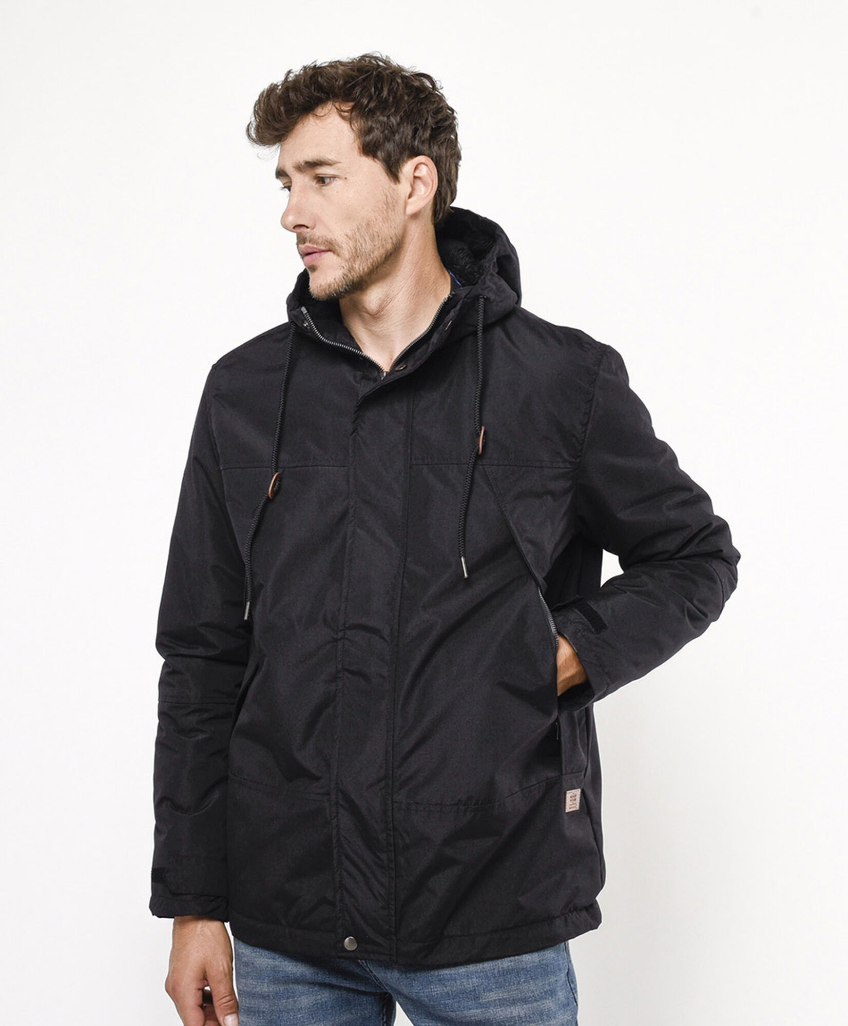 Parka hombre lisa negra Parka hombre lisa negra