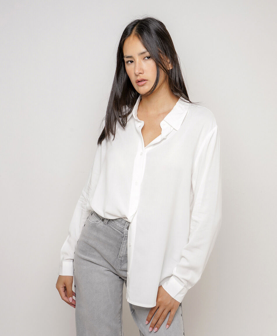 Blusa mujer camisera blanca