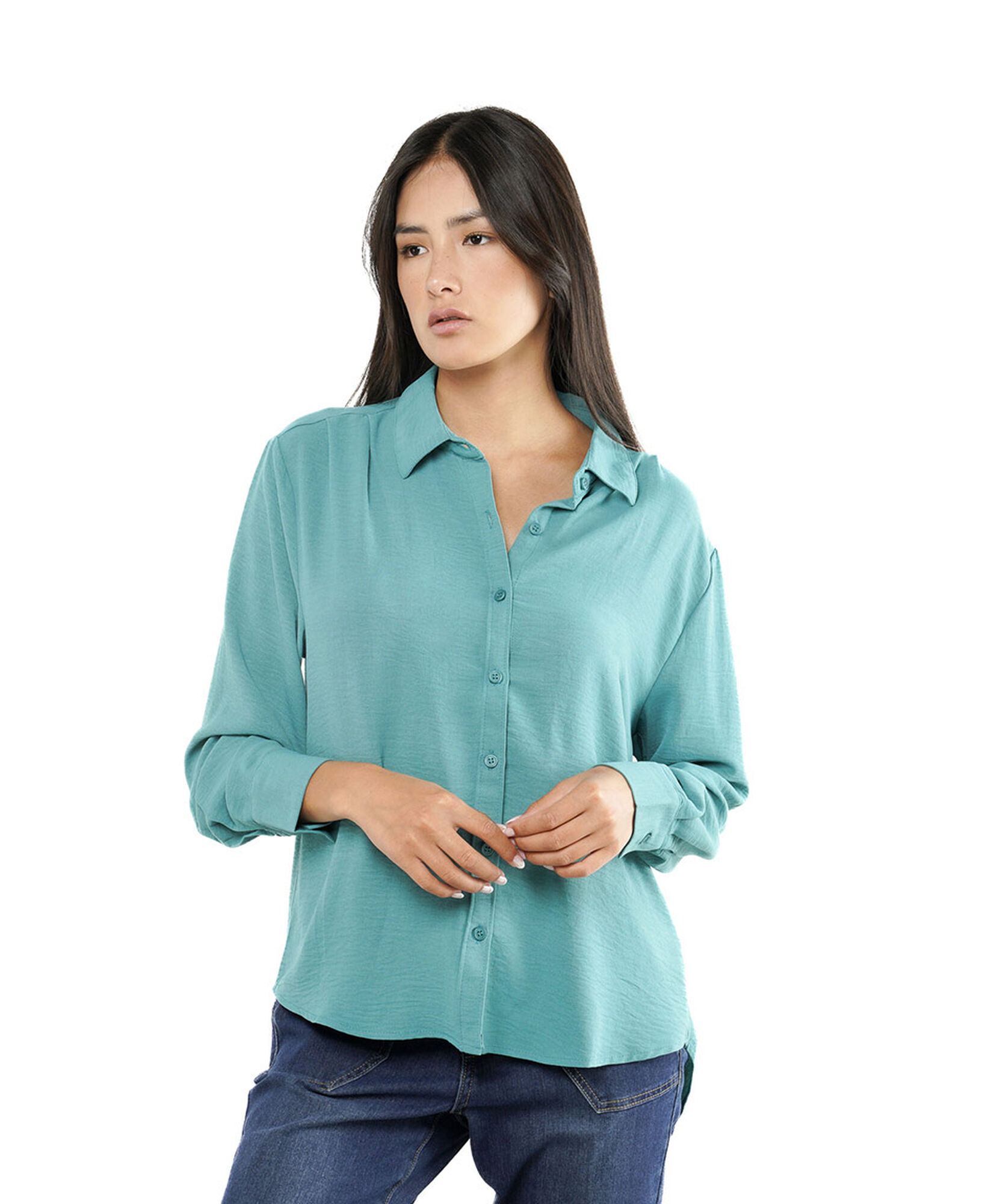 Blusa mujer camisera turquesa Blusa mujer camisera turquesa