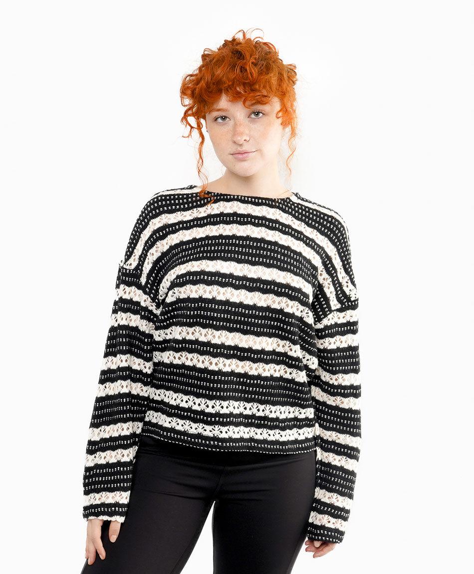 Sweater mujer rayas caladas