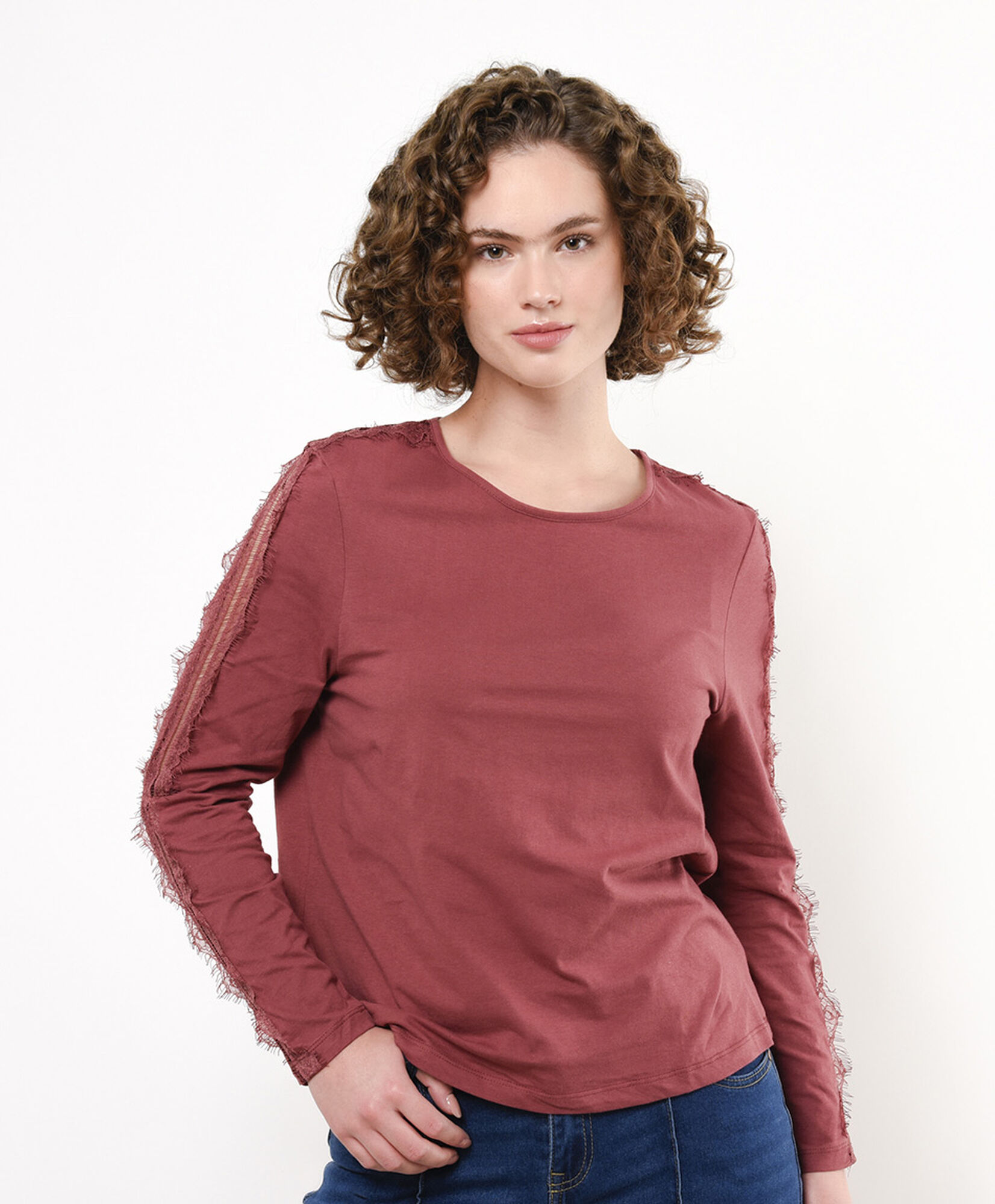 Polera mujer encaje manga Polera mujer encaje manga