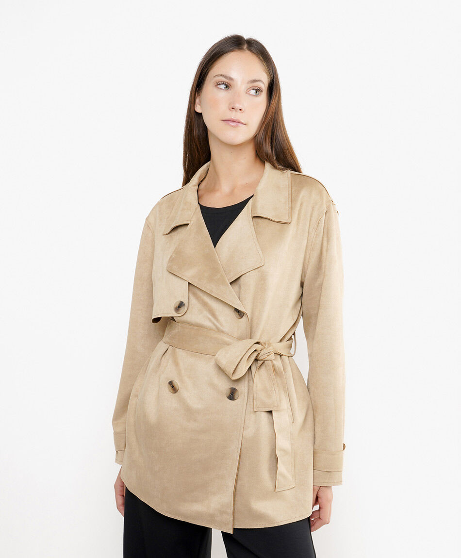 Abirgo mujer   trench liso beige