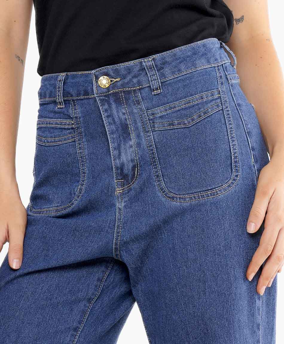 Jeans mujer bolsillos flare