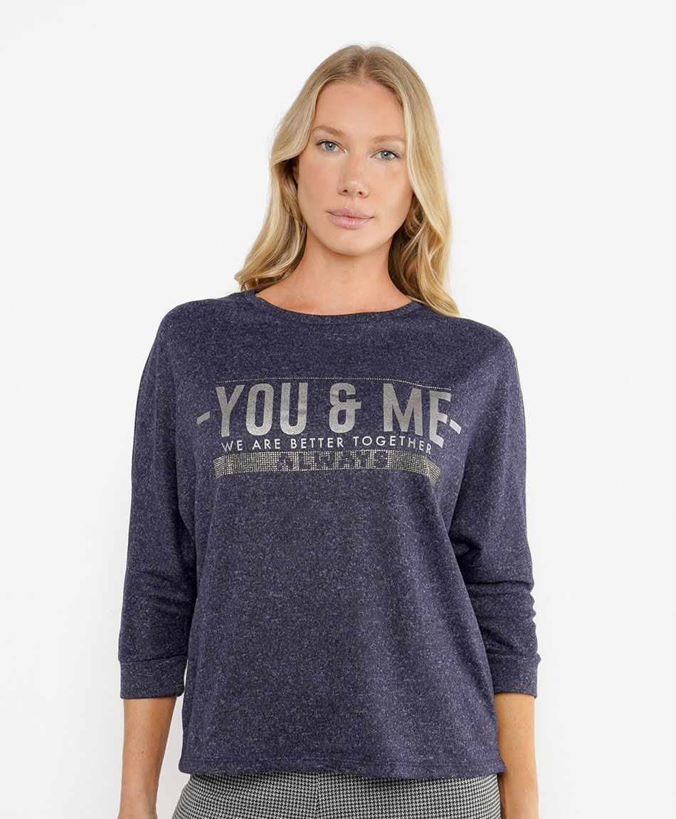 Polera mujer lanosa texto