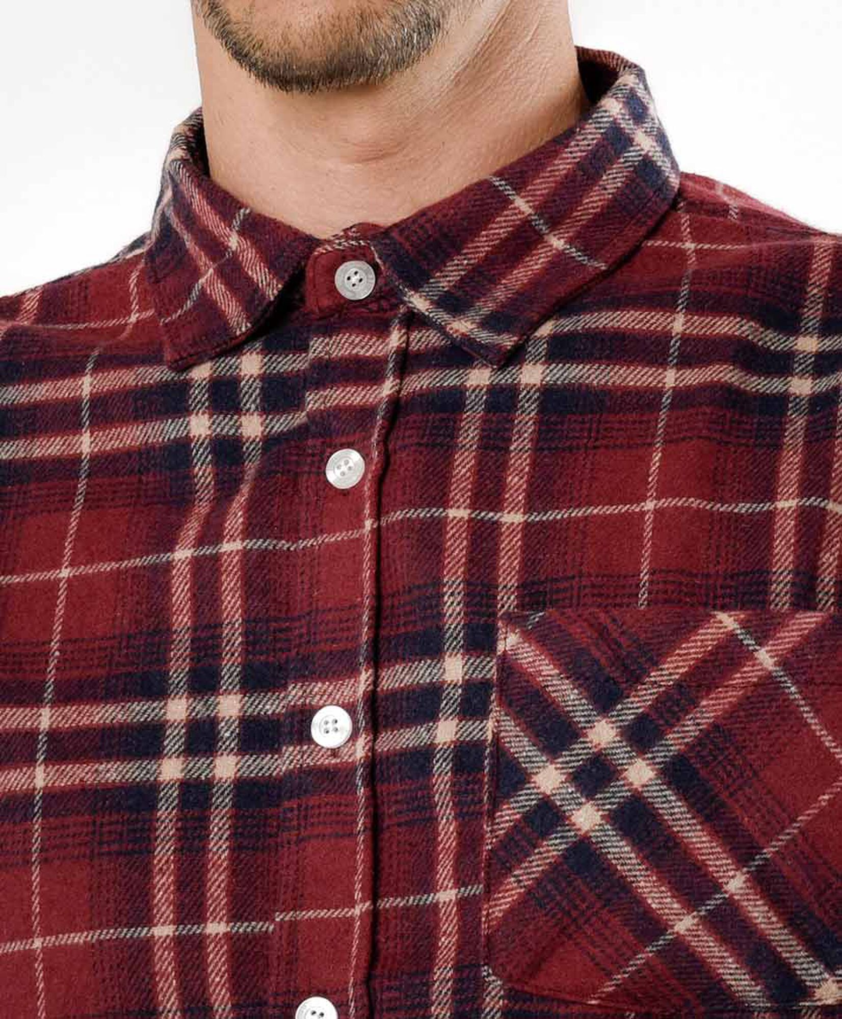 Camisa hombre franela cuadrille rojo oscuro Camisa hombre franela cuadrille rojo oscuro