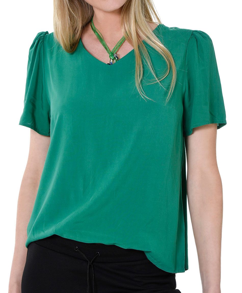 Blusa cuello v lisa