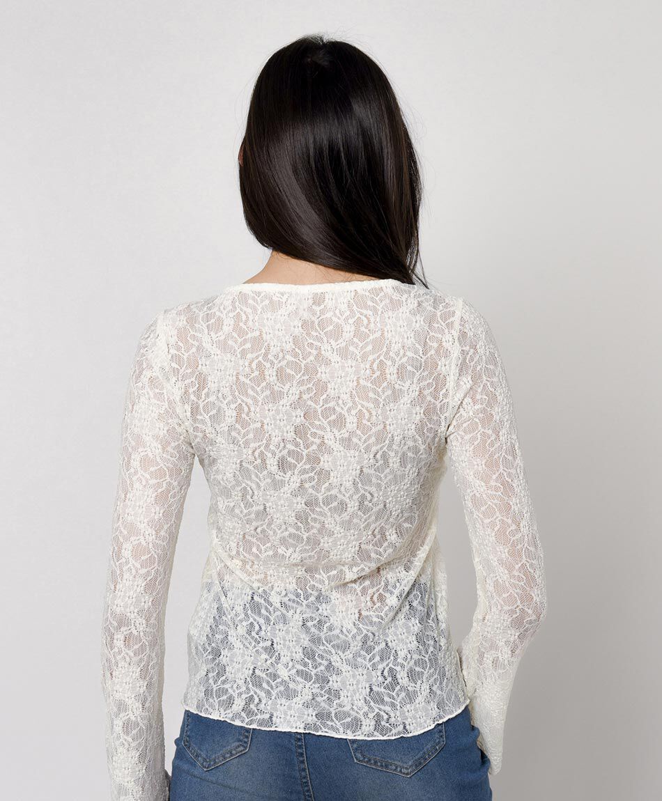 Polera mujer encaje florcitas