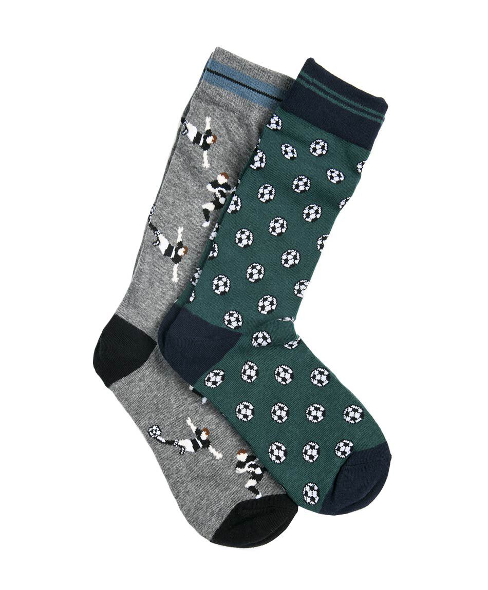 Pack 2 calcetines hombre estampados f&uacute;tbol