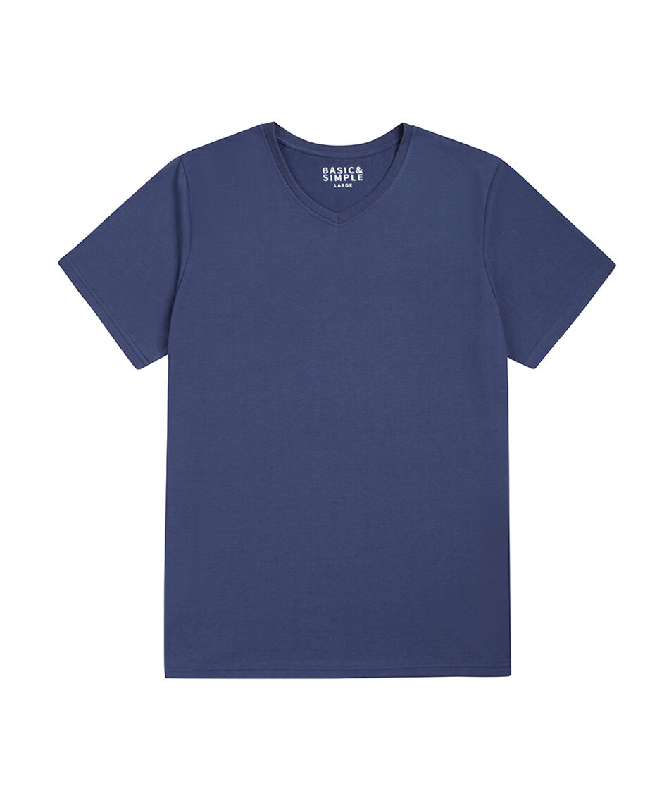 Polera hombre cuello en v lisa