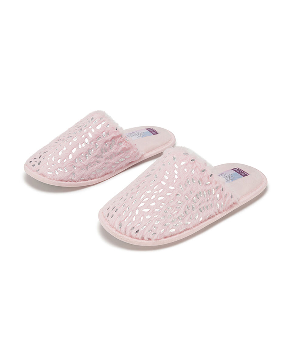 Pantufla mujer hojas brillos