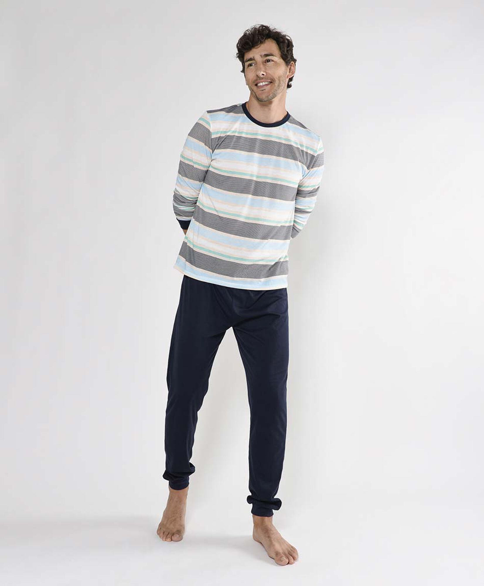 Pijama hombre rayas de colores 2 piezas Pijama hombre rayas de colores 2 piezas