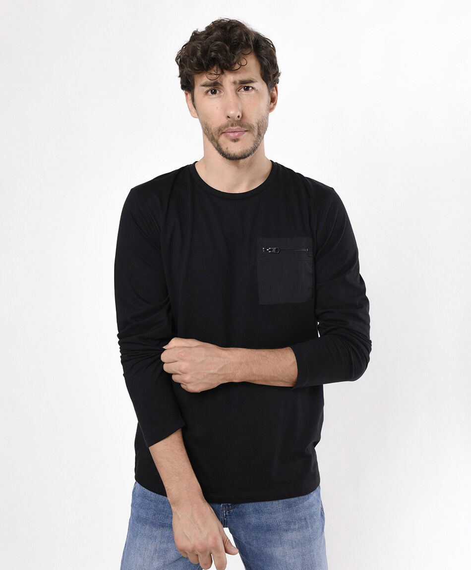 Polera hombre bolsillo con cierre