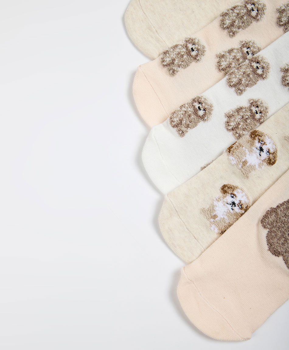 Pack 5 calcetines mujer cortos perritos