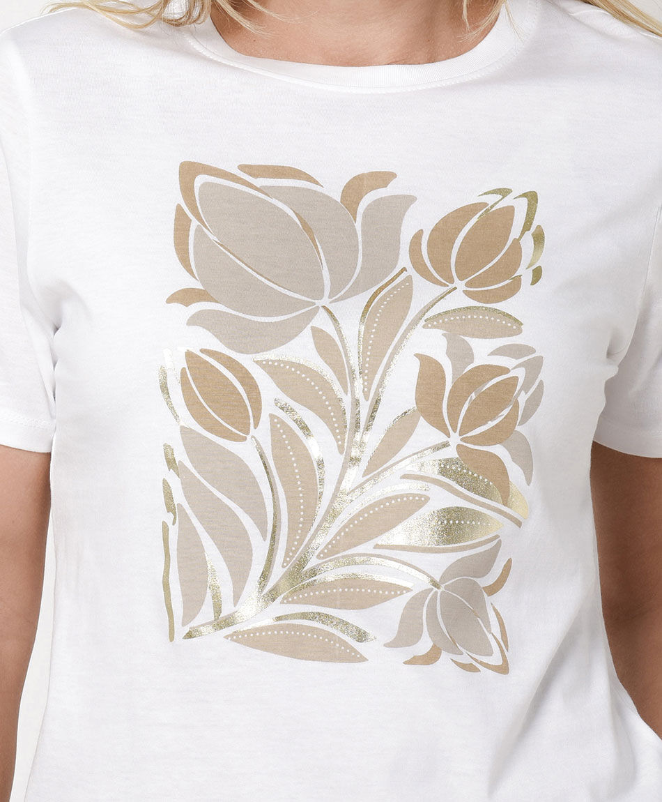 Polera mujer flores gold
