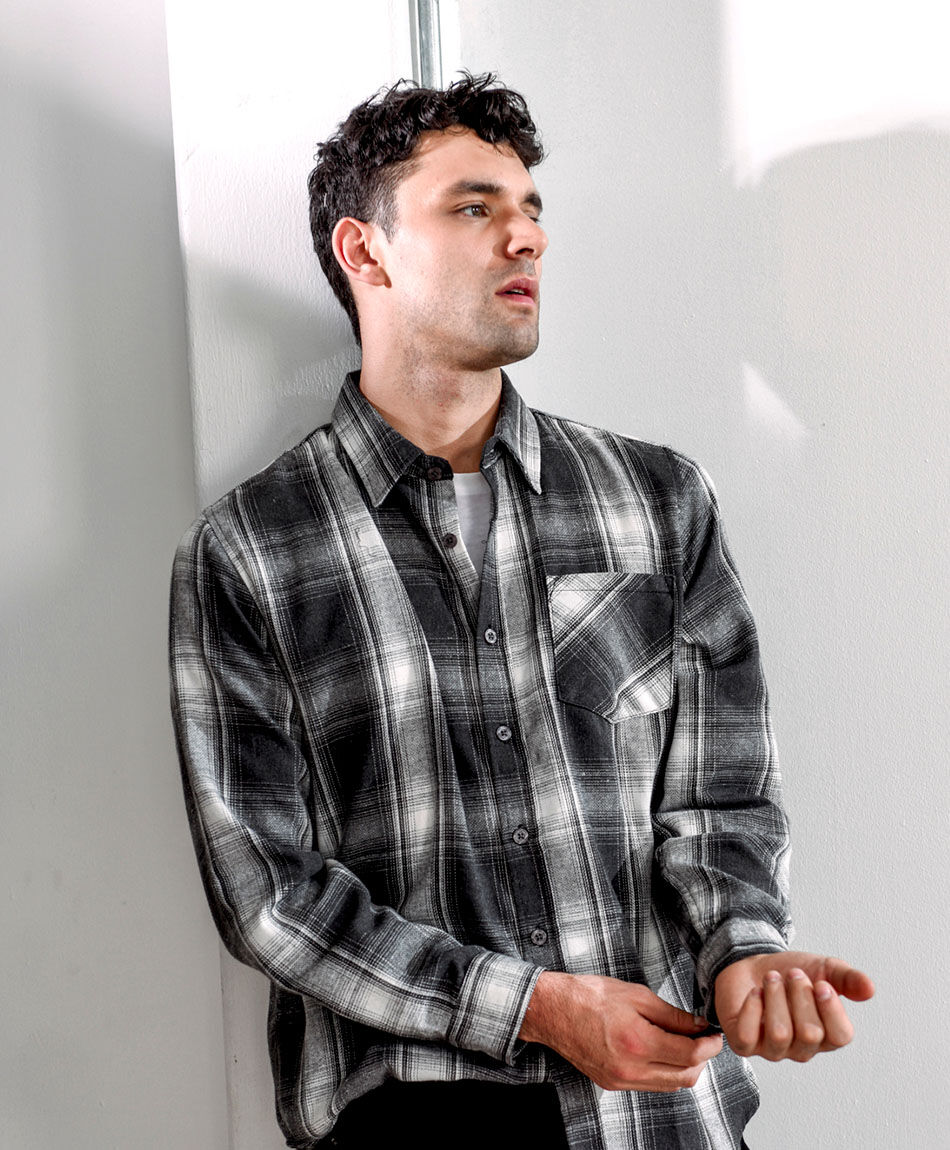 Camisa hombre cuadrill&eacute; franela