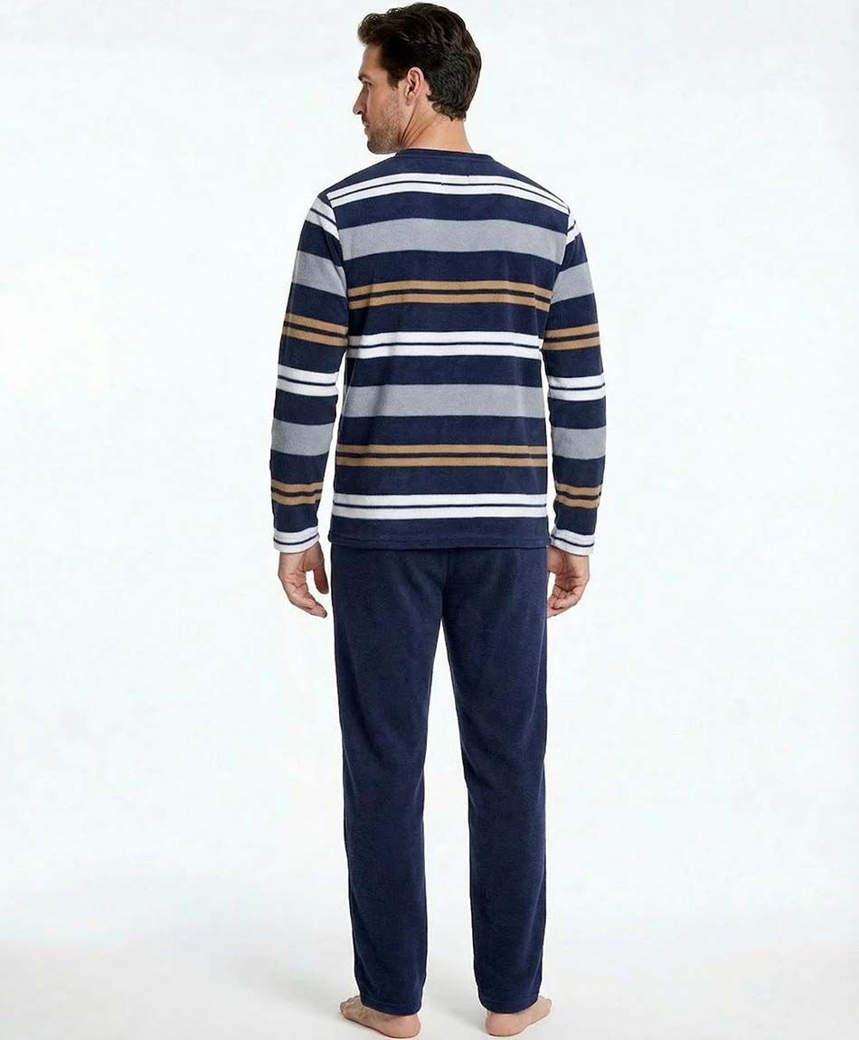 Pijama hombre polar l&iacute;neas colores