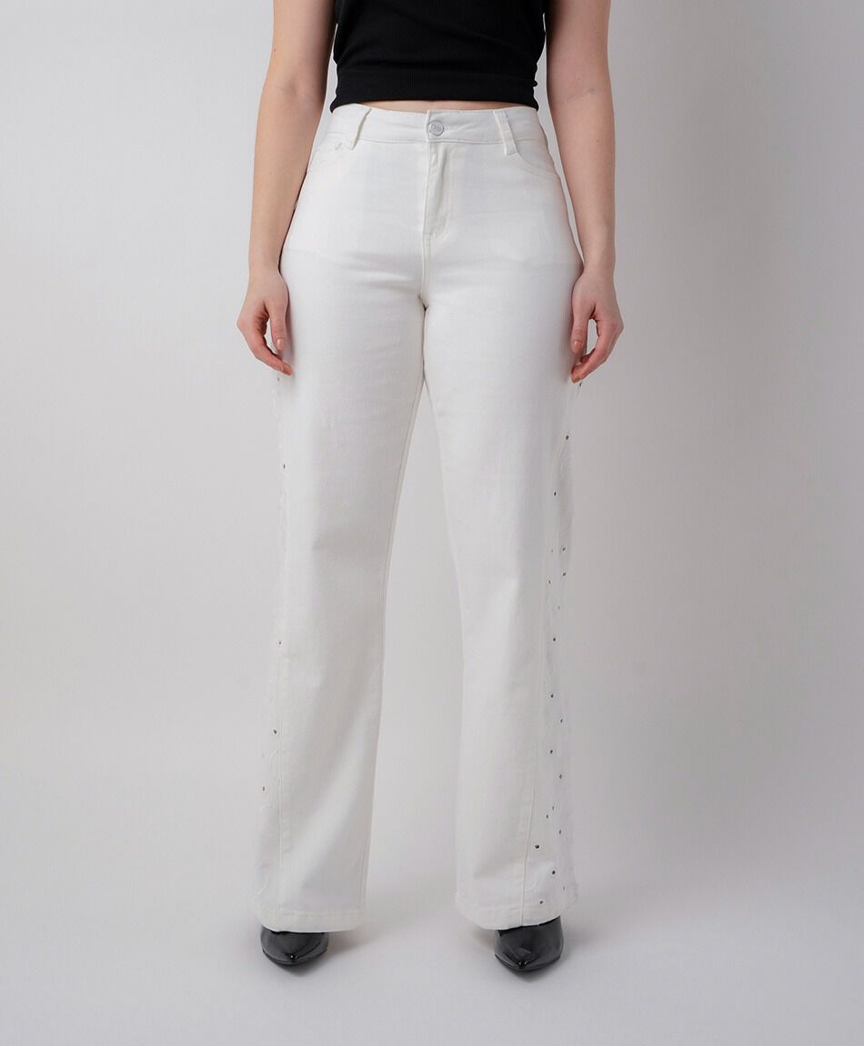 Jeans mujer wide leg c&iacute;rculos