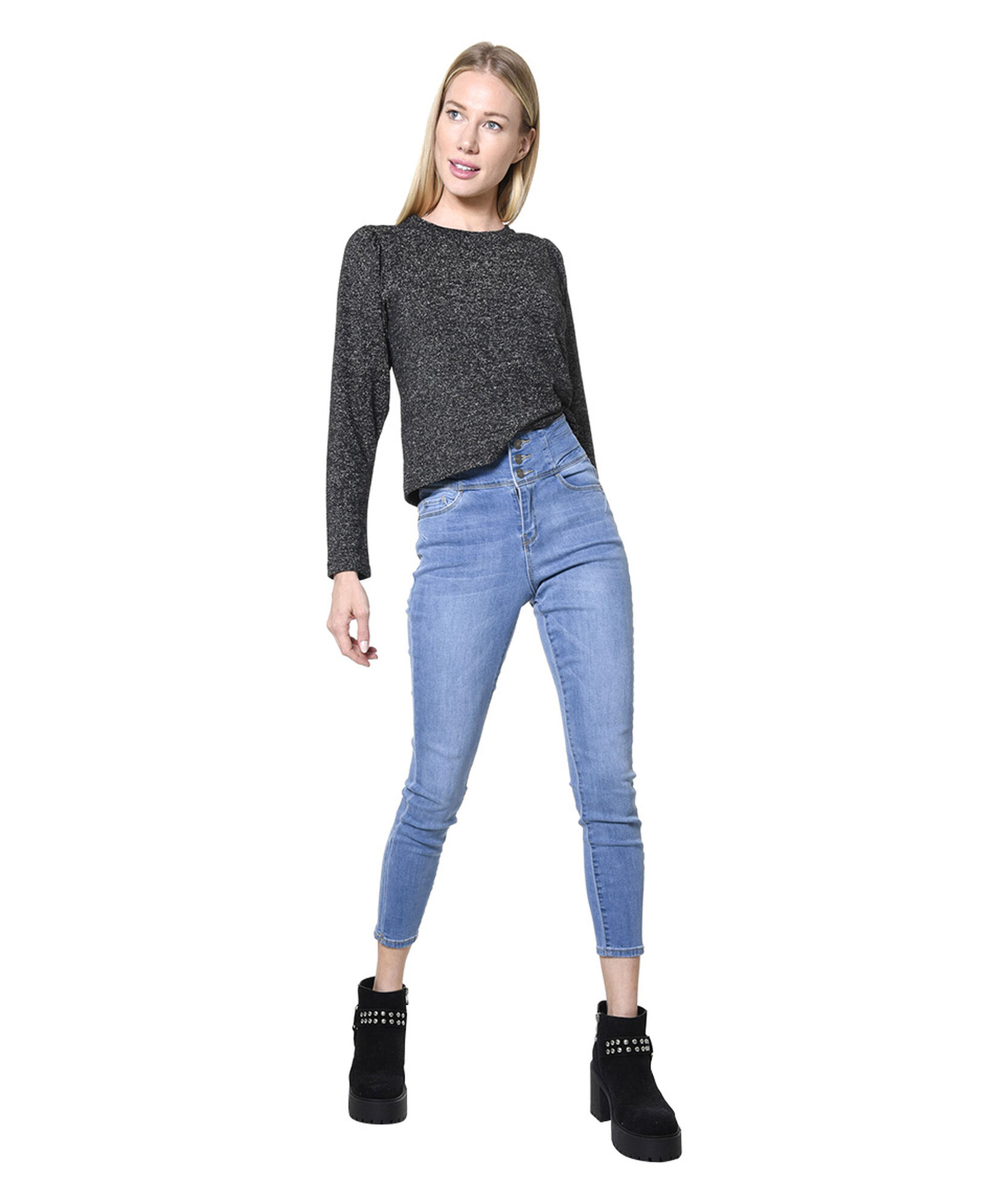 Jeans tiro alto pretina Jeans tiro alto pretina