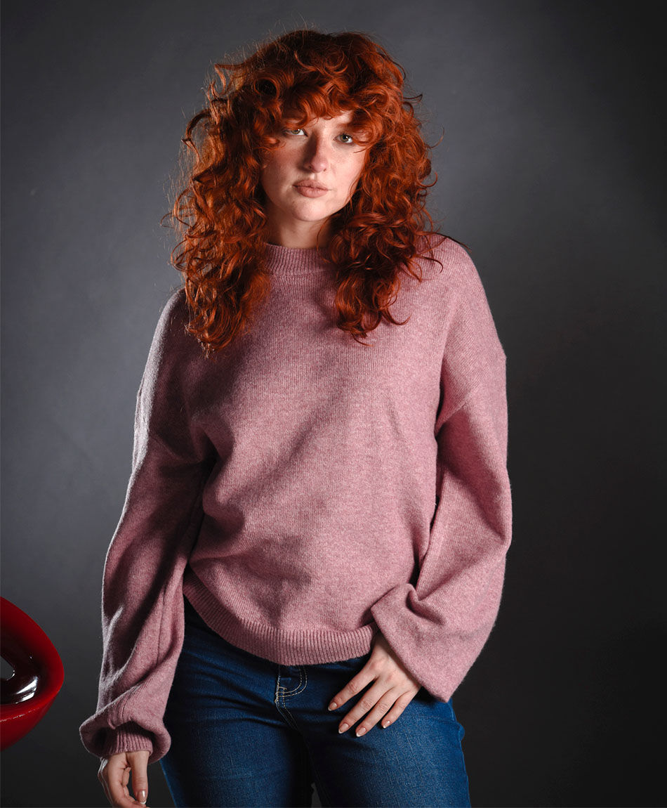 Sweater mujer melange rosado