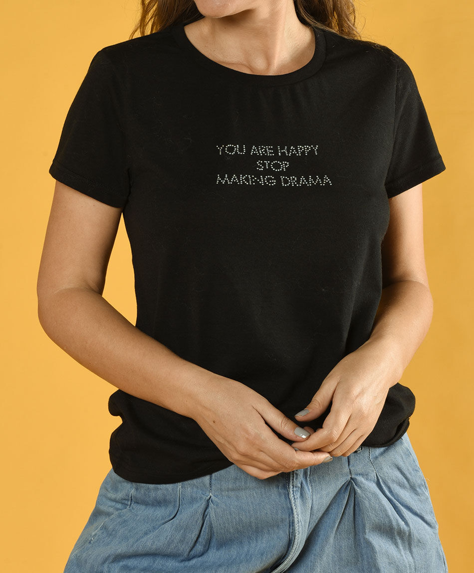 Polera bordada strass