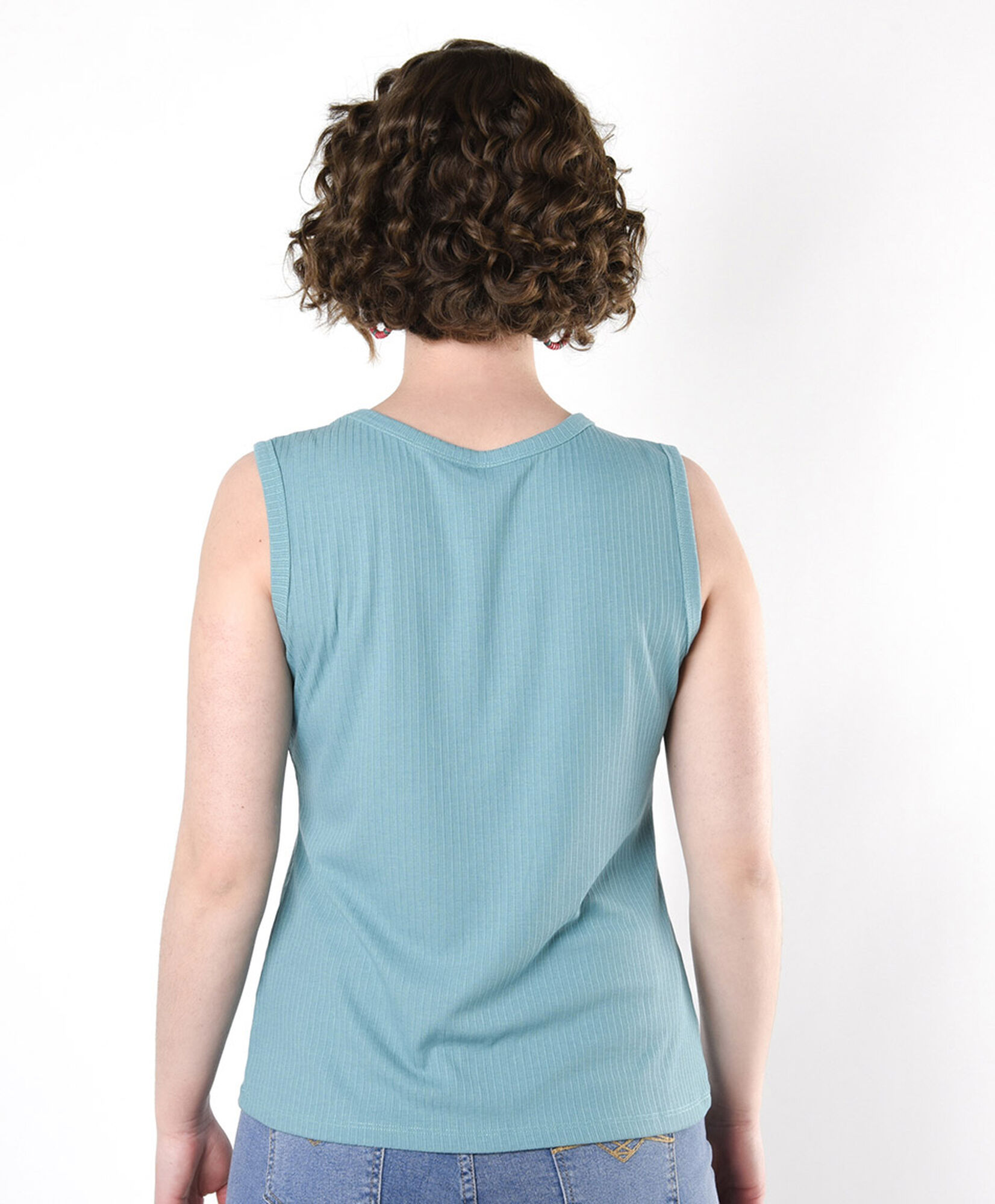 Polera mujer lisa acanalada sin mangas Polera mujer lisa acanalada sin mangas