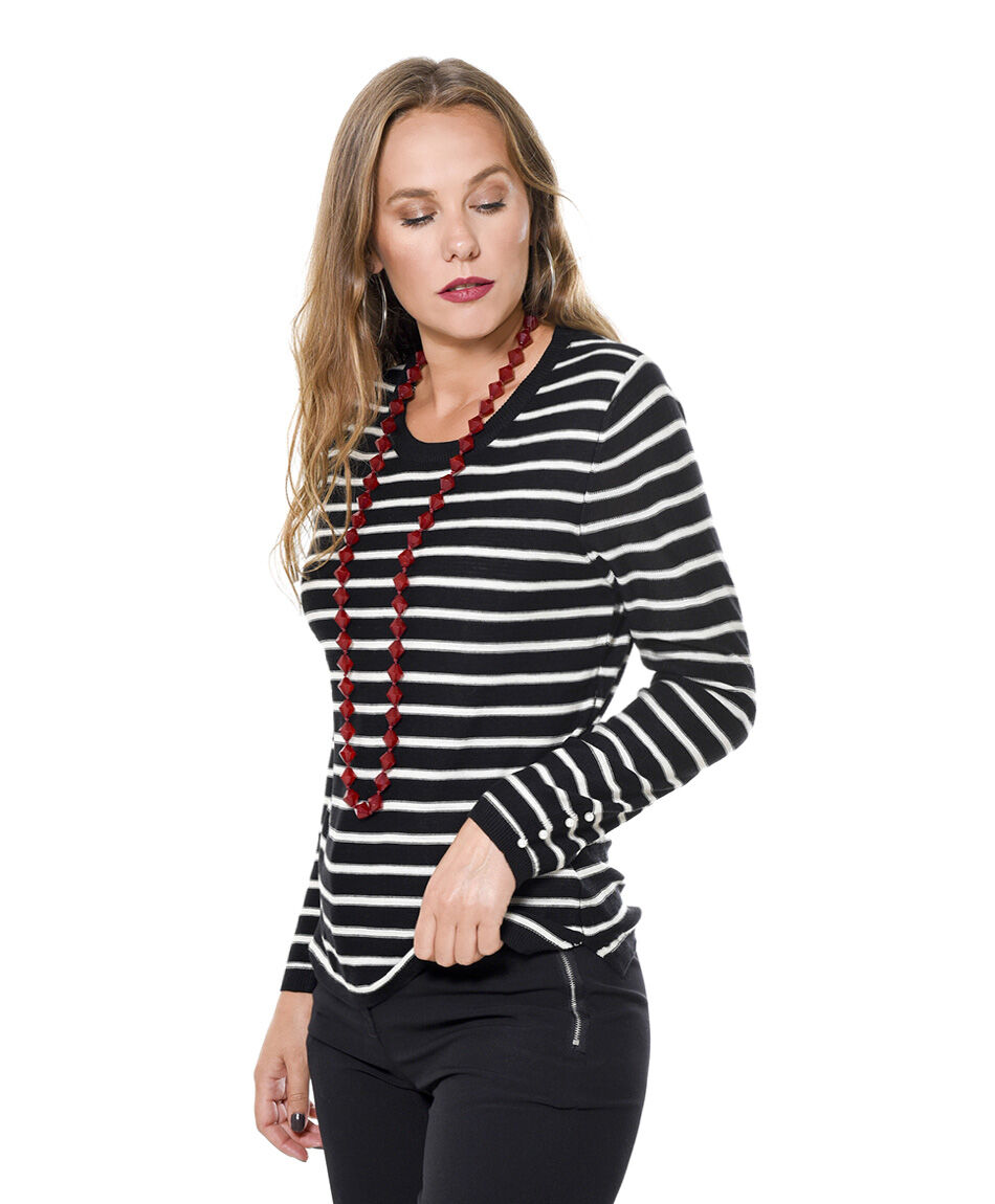 Sweater listas cuello redondo