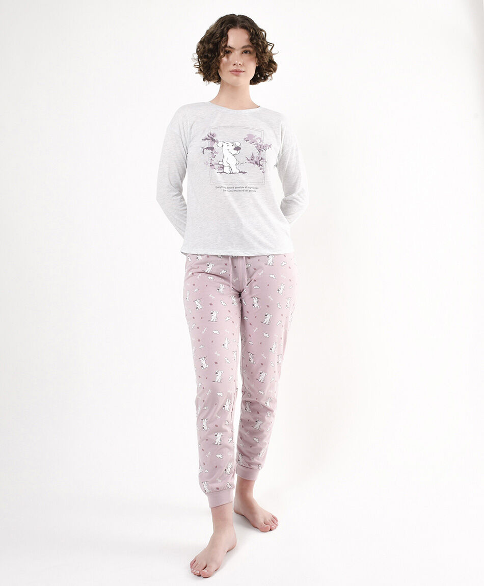Pijama mujer flor y perro