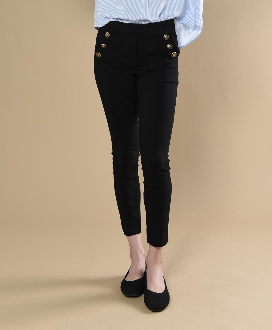 Pantal&oacute;n mujer botones tiro alto