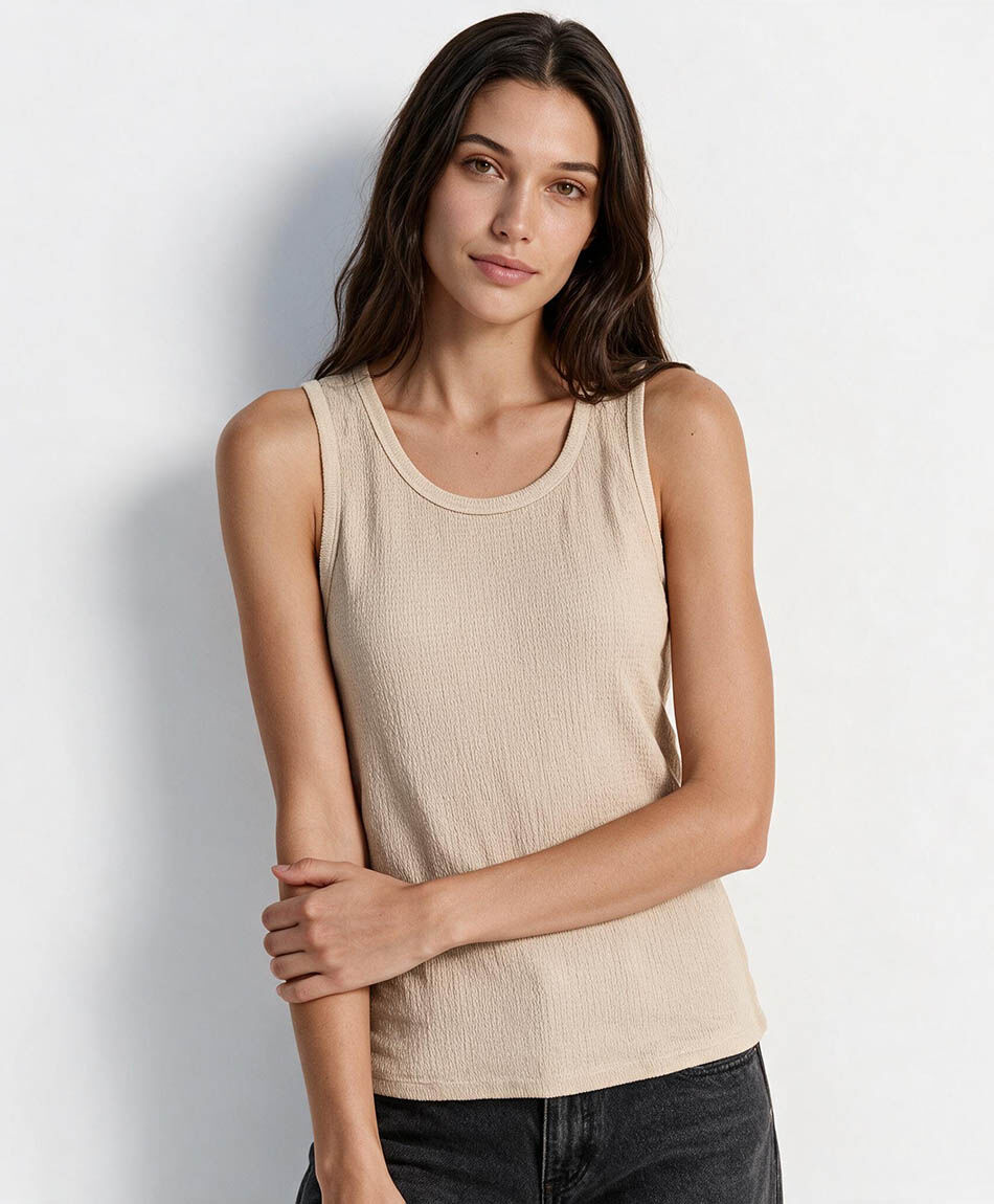 Polera mujer sin mangas textura