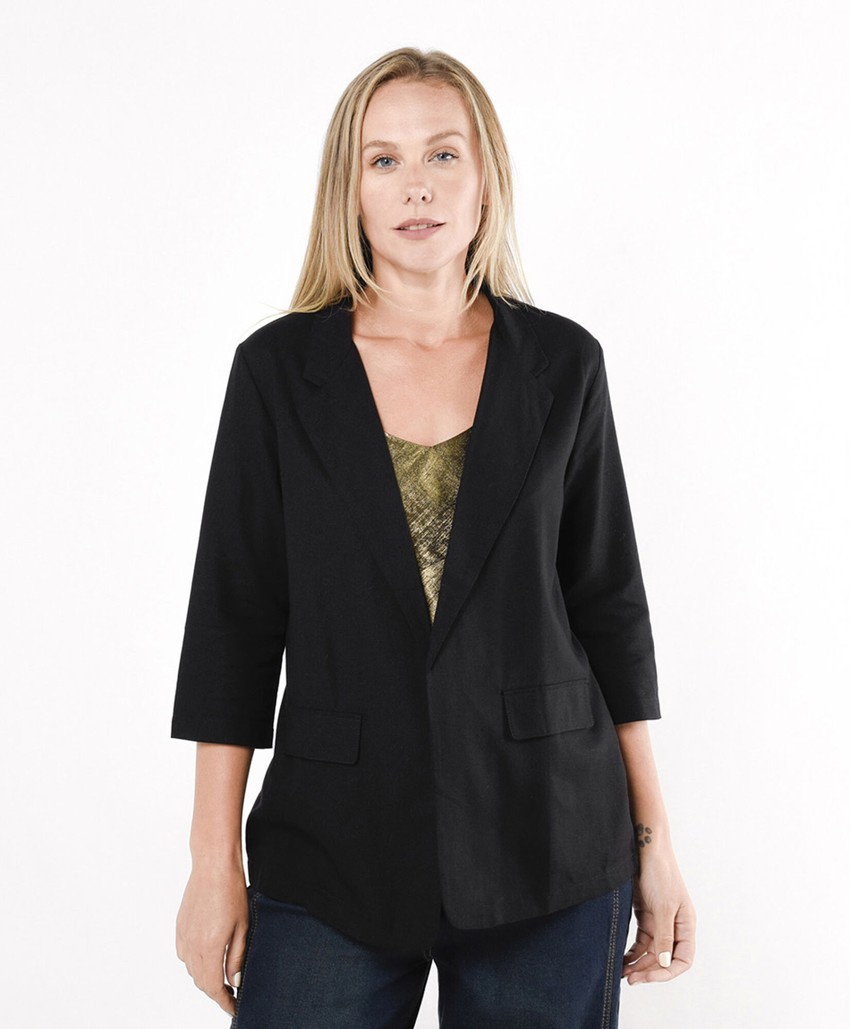 Blazer mujer negro lino Blazer mujer negro lino