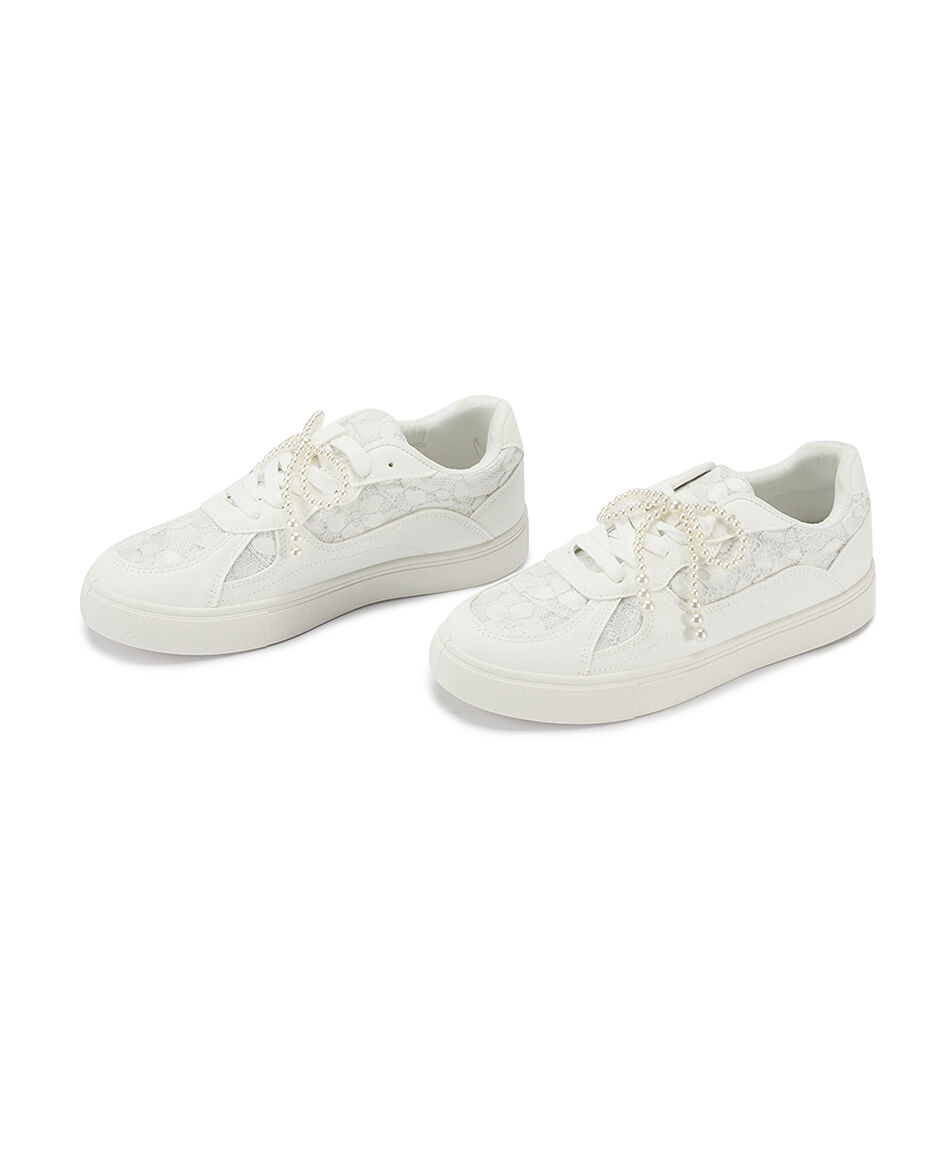 Zapatilla mujer encaje perlas