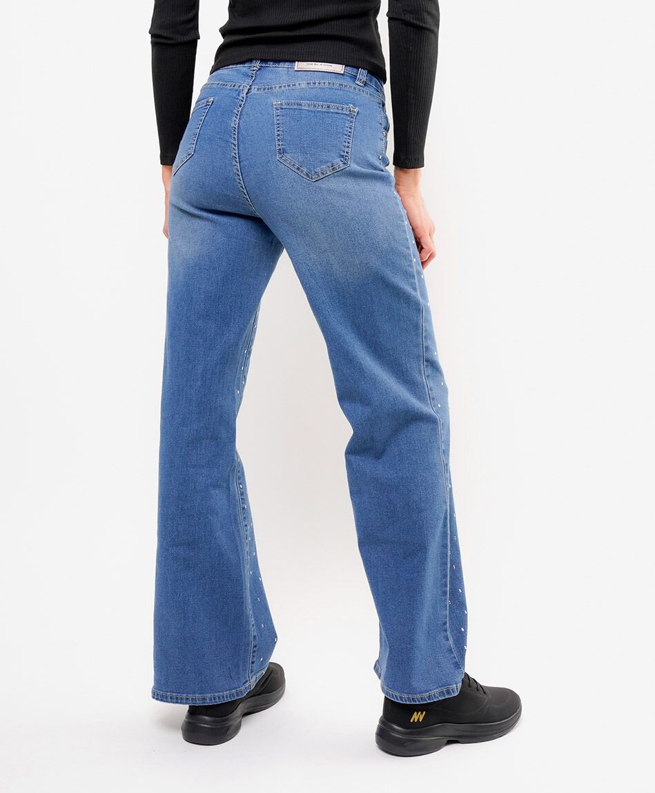 Jeans mujer wide leg brillos&nbsp;