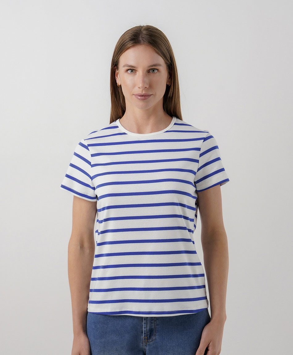 Polera mujer rayas azul