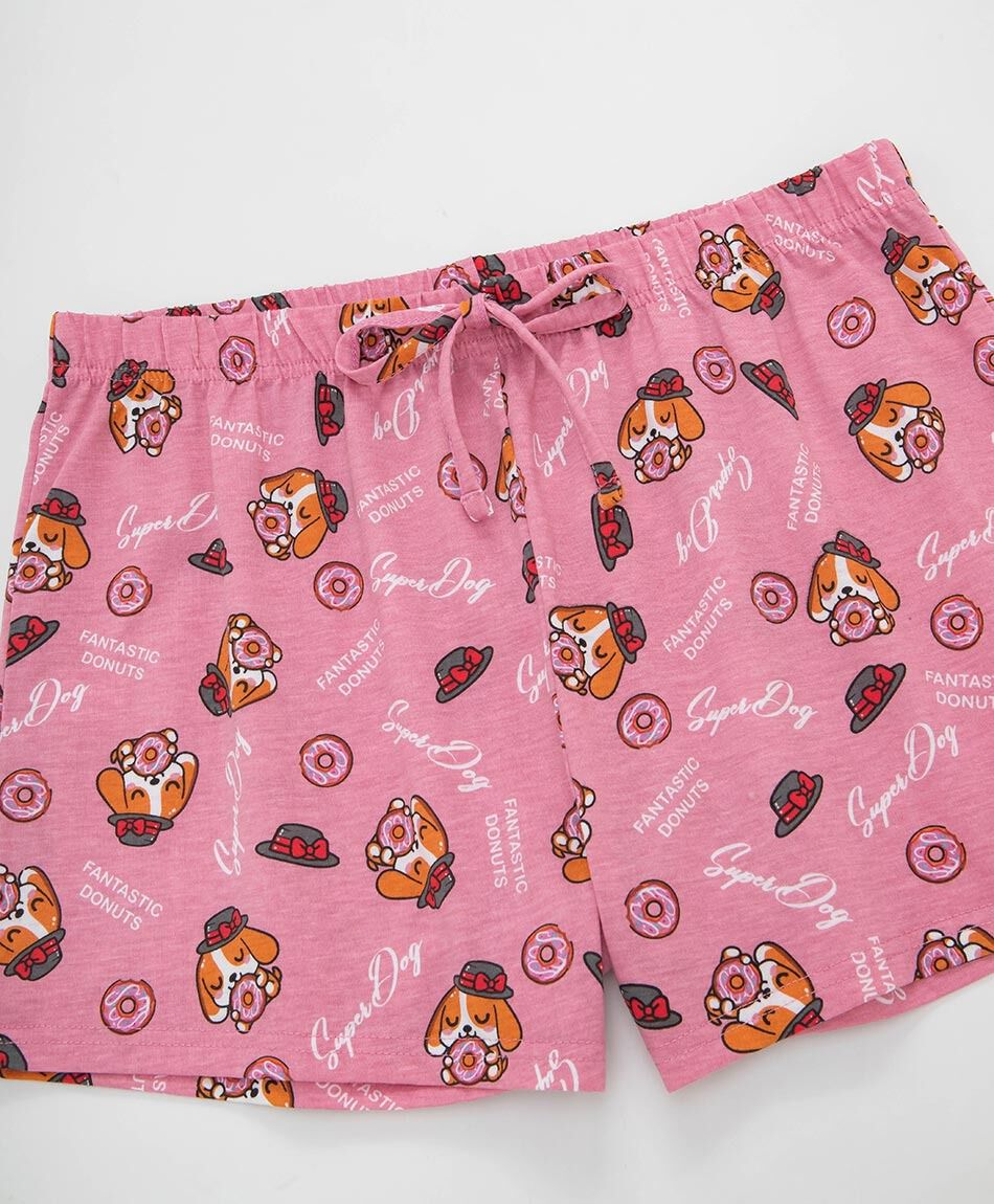 Pijama mujer short donuts dog