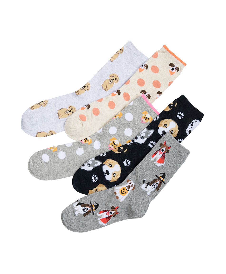 Pack 5 calcetines mujer perritos