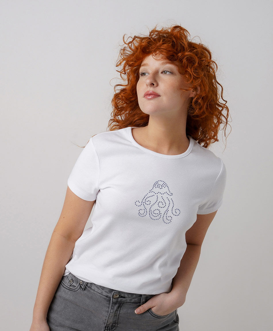Polera mujer pulpo brillos