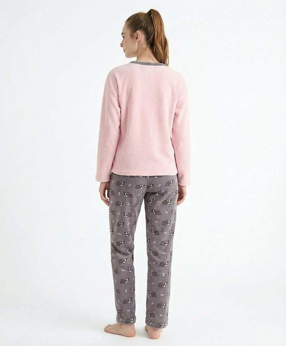 Pijama mujer polar dog pink