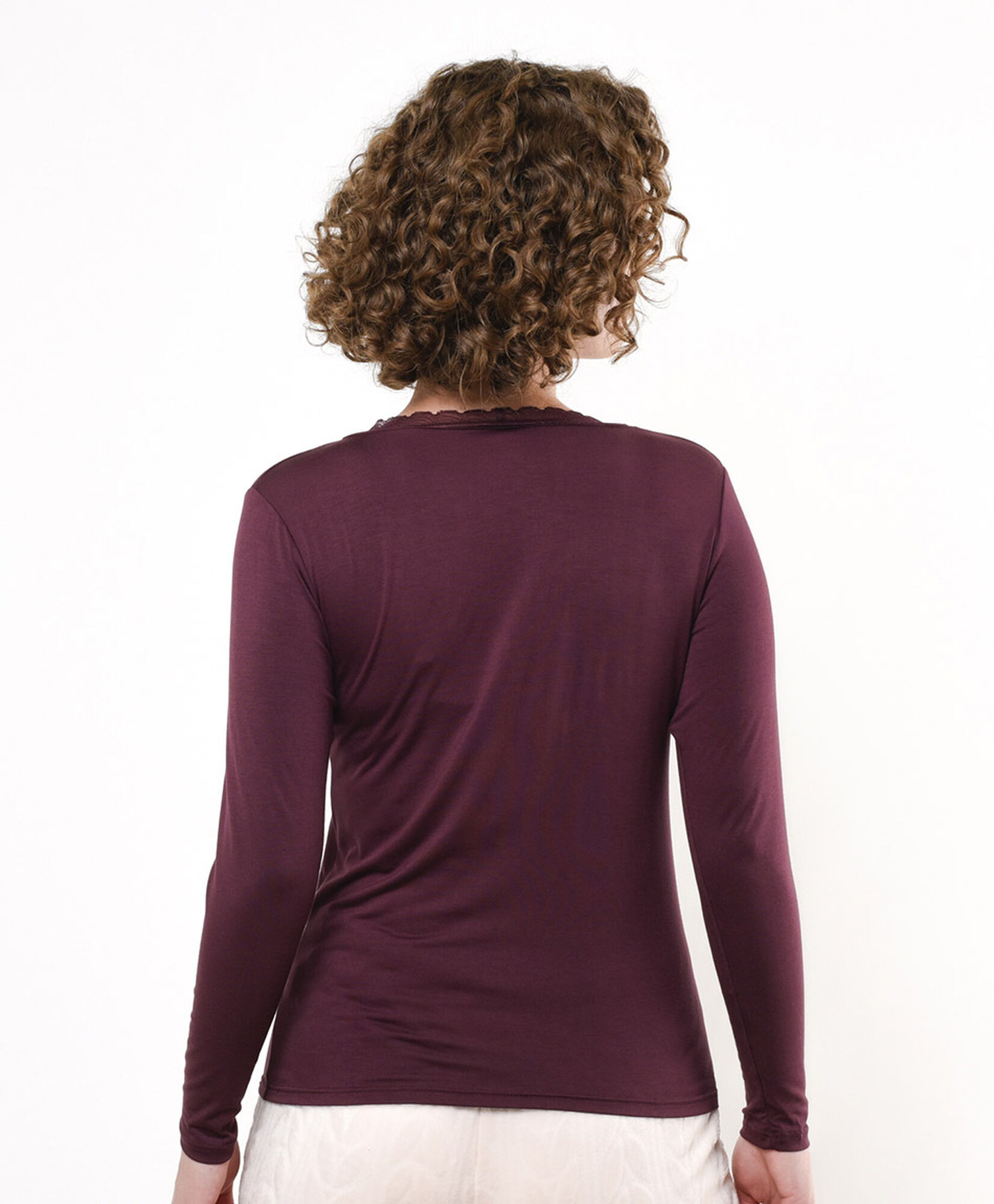 Camiseta mujer roja oscura cuello en v Camiseta mujer roja oscura cuello en v